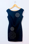 Robe noire ajustée à studs fleuris et motif léopard* seconde main - Desigual- La Penderie du Paradis