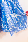 Robe midi portefeuille en lin bleu à imprimé floral* seconde main - Ralph Lauren- La Penderie du Paradis