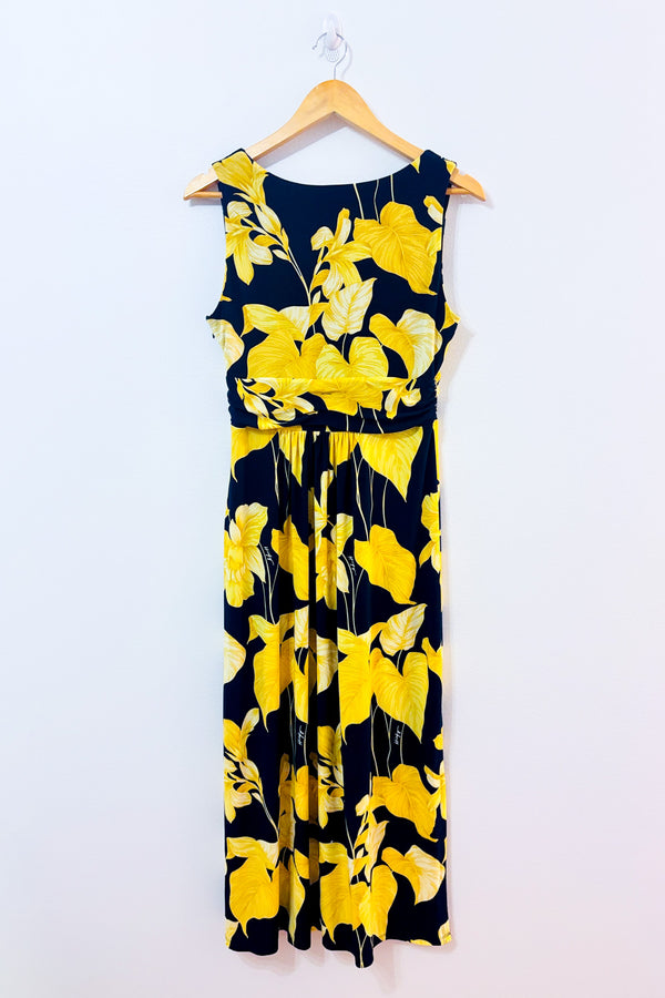 Robe maxi marine à imprimé floral jaune* seconde main - Tommy Hilfiger- La Penderie du Paradis