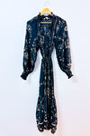 Robe maxi brune fleurie à nouer* seconde main - H&M- La Penderie du Paradis