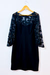Robe de soirée noire à manches en dentelle* seconde main - Alex Evenings- La Penderie du Paradis