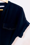 Robe chemisier midi marine à ceinture* seconde main - Mango- La Penderie du Paradis