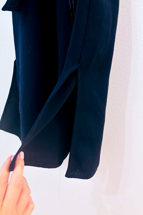 Robe chemisier midi marine à ceinture* seconde main - Mango- La Penderie du Paradis
