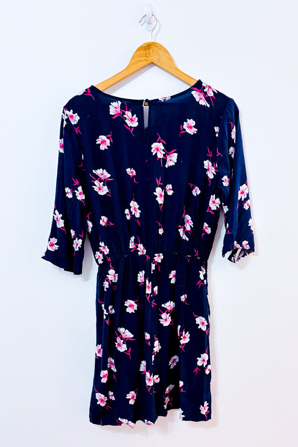 Robe marine fleurie seconde main - Tag- La Penderie du Paradis