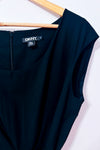Robe cocktail noire ceinturée en laine* seconde main - DKNY- La Penderie du Paradis
