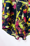 Robe chemisier fleurie noire et verte à manches longues seconde main - Joe Fresh- La Penderie du Paradis