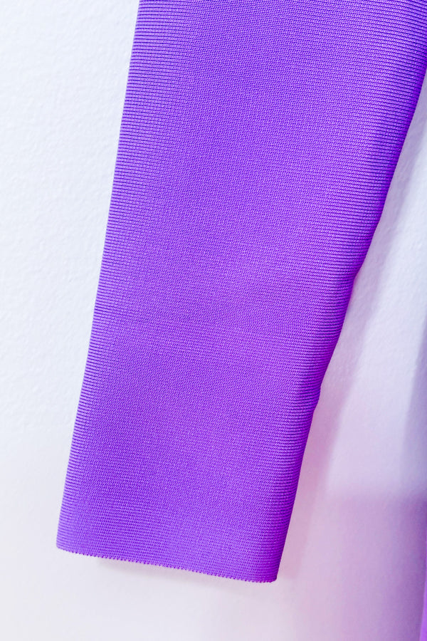 Robe midi mauve ajustée à col drapé et manches longues seconde main - Autres- La Penderie du Paradis