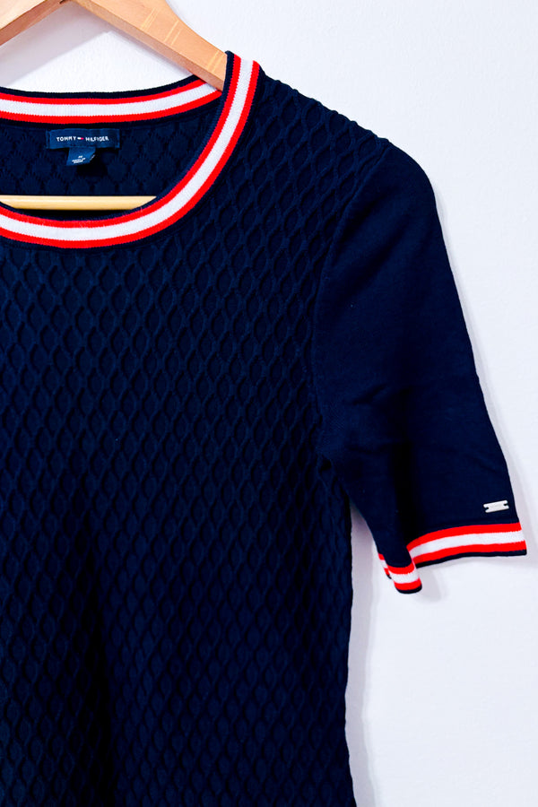 Robe marine en tricot à plis* seconde main - Tommy Hilfiger- La Penderie du Paradis