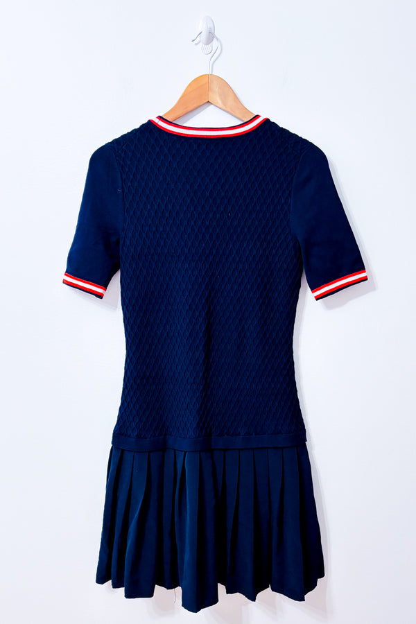 Robe marine en tricot à plis* seconde main - Tommy Hilfiger- La Penderie du Paradis