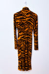 Robe ajustée à col roulé et motif tigré* seconde main - Norma Kamali- La Penderie du Paradis