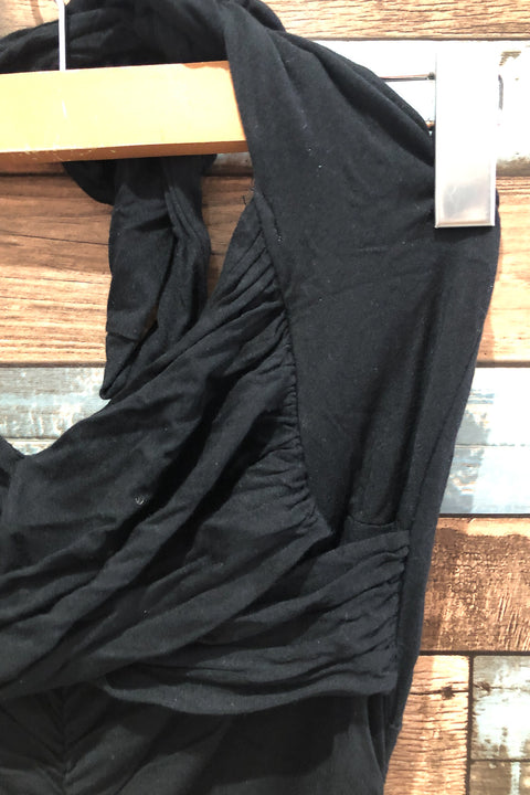 Robe noire ajustée et froncée à nouer au cou (xs) seconde main Plastic   