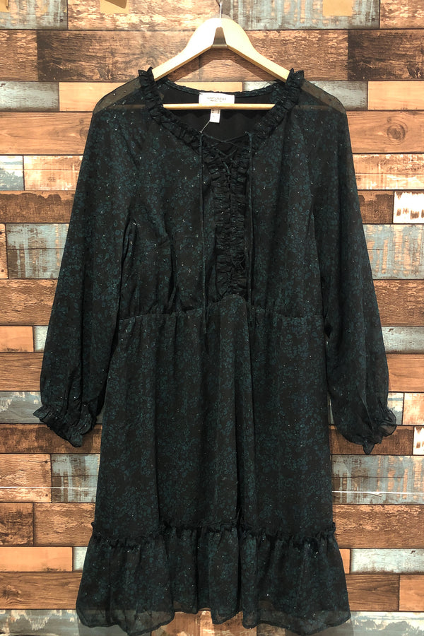 Robe fluide noire et verte (xl) seconde main Addition Elle 