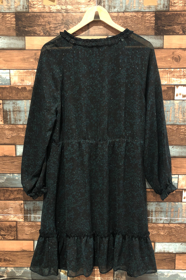 Robe fluide noire et verte (xl) seconde main Addition Elle 