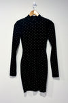 Robe noire en velours avec diamants et col haut (xs) seconde main H&M 