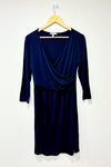 Navy wrap dress with long sleeves (l) - Maternity