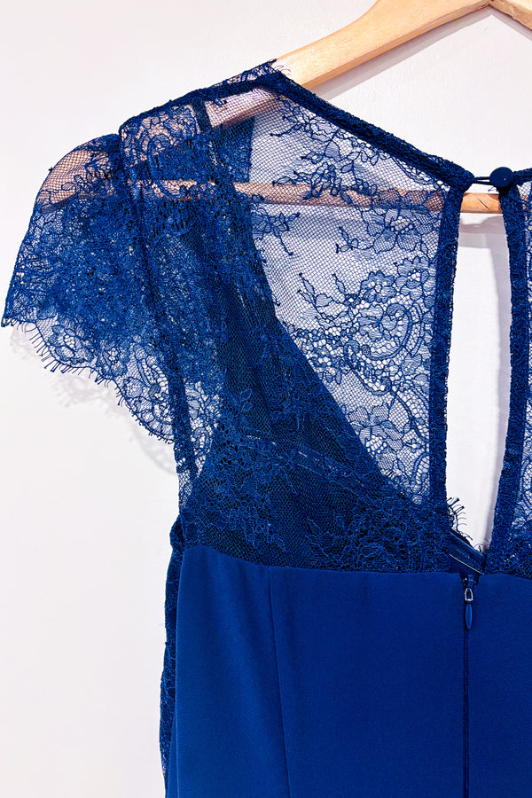 Robe fluide marine avec dentelle (s)-Nikibi-La Penderie du Paradis 🕊