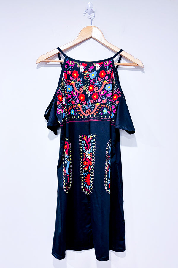 Robe cache-maillot noire fleurie (l)-Autres-La Penderie du Paradis 🕊
