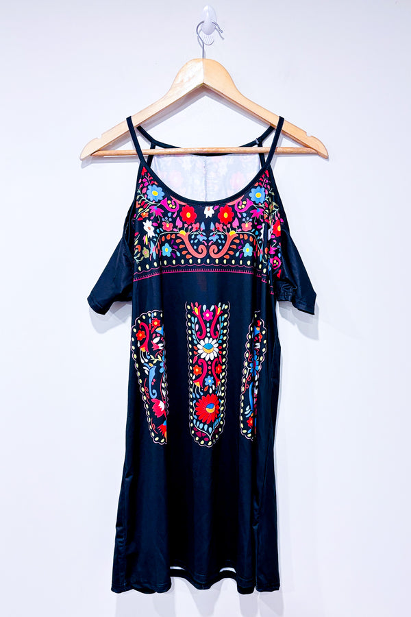 Robe cache-maillot noire fleurie (l)-Autres-La Penderie du Paradis 🕊