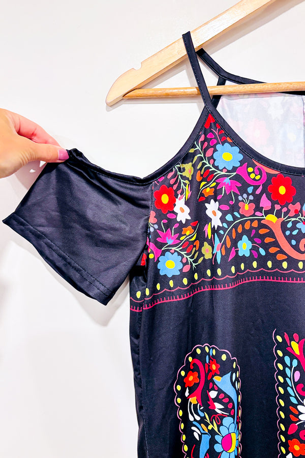 Robe cache-maillot noire fleurie (l)-Autres-La Penderie du Paradis 🕊