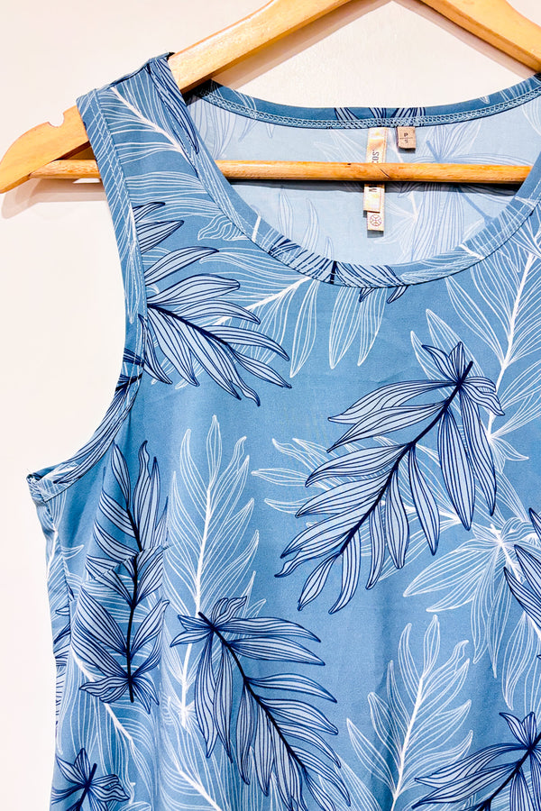 Robe bleue avec feuilles (s)-Max Cocos-La Penderie du Paradis 🕊