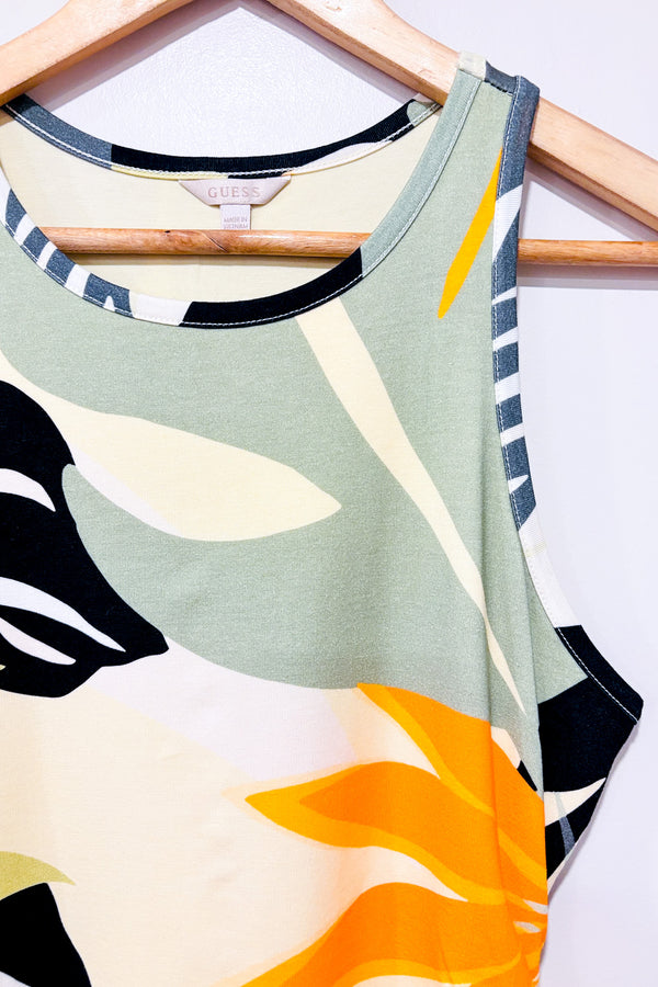 Robe ajustée orange et verte fleurie (m)-Guess-La Penderie du Paradis 🕊