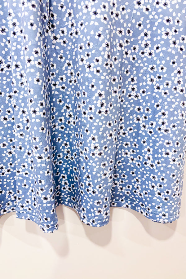 Robe bleue fleurie (l)-Rien ne se perd, tout se crée-La Penderie du Paradis 🕊