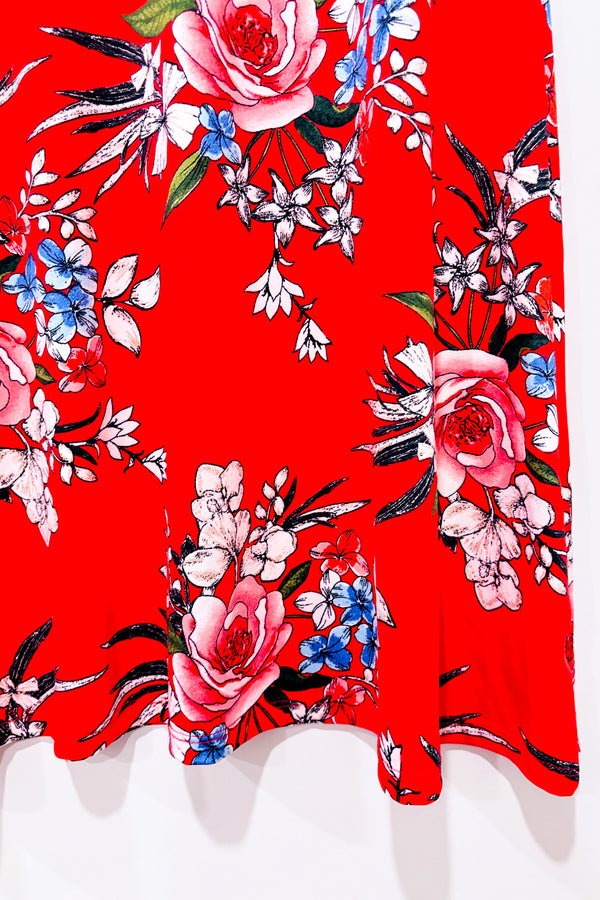 Robe rouge fleurie (l)-mandee-La Penderie du Paradis 🕊