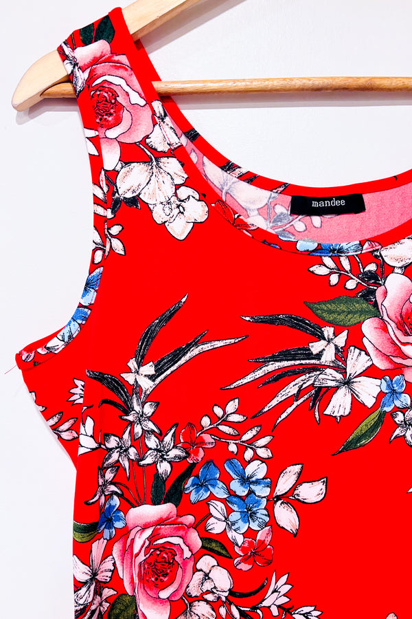 Robe rouge fleurie (l)-mandee-La Penderie du Paradis 🕊