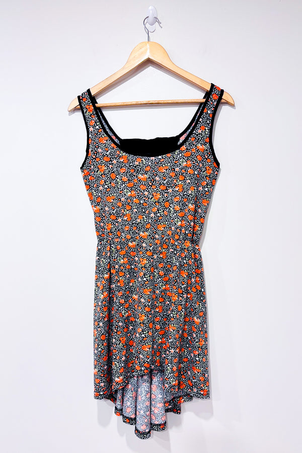 Robe noire et orange fleurie (xs)-Grob-La Penderie du Paradis 🕊
