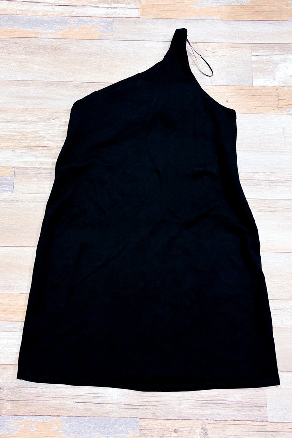 Robe noire une bretelle (m)-Zara-La Penderie du Paradis 🕊