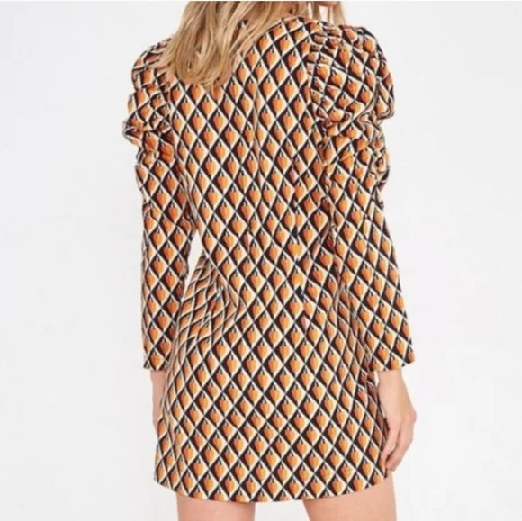 Robe marine et orange avec manches bouffantes (m)*-FARM Rio-La Penderie du Paradis 🕊