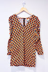 Robe marine et orange avec manches bouffantes (m)*-FARM Rio-La Penderie du Paradis 🕊
