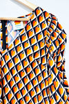 Robe marine et orange avec manches bouffantes (m)*-FARM Rio-La Penderie du Paradis 🕊