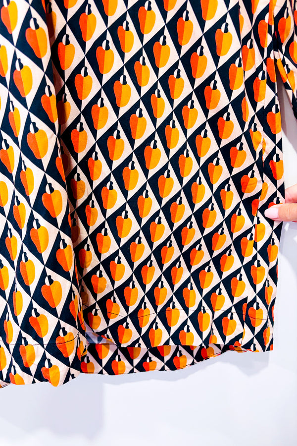 Robe marine et orange avec manches bouffantes (m)*-FARM Rio-La Penderie du Paradis 🕊