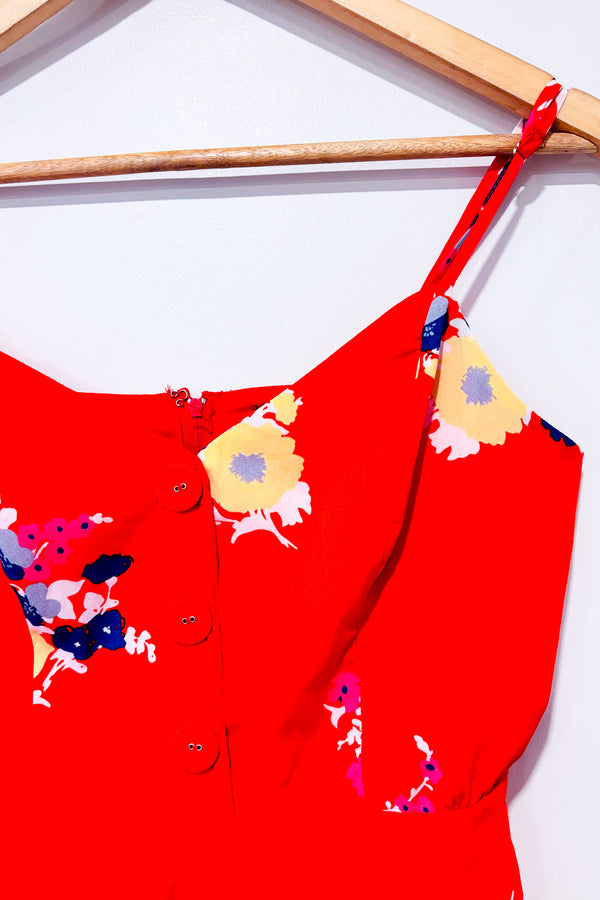 Robe rouge fleurie (s)-ModCloth-La Penderie du Paradis 🕊