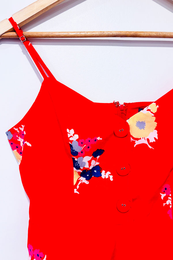 Robe rouge fleurie (s)-ModCloth-La Penderie du Paradis 🕊