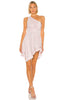 Sparkling pink Howell one-sleeve dress with asymmetrical ruffles (m)*