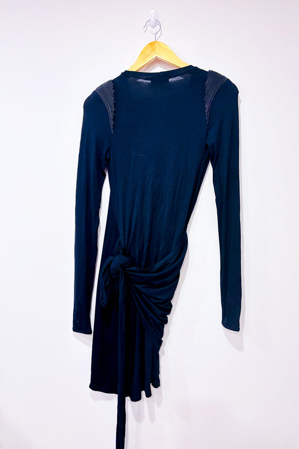 Robe porte-feuille noire avec pierres aux épaules (xs/s)*-ODASI Denis Gagnon-La Penderie du Paradis 🕊