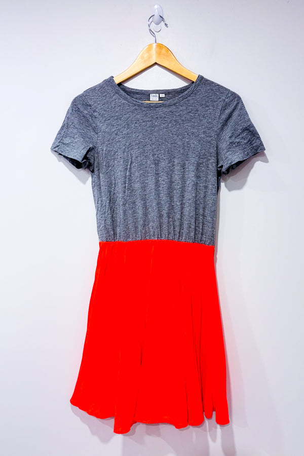 Robe grise et corail plissée seconde main - Simons- La Penderie du Paradis