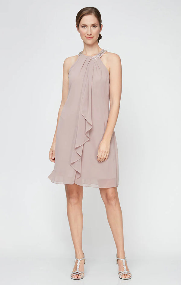 Robe en mousseline à encolure perlée et volants en cascade* seconde main - SL Fashion New York- La Penderie du Paradis