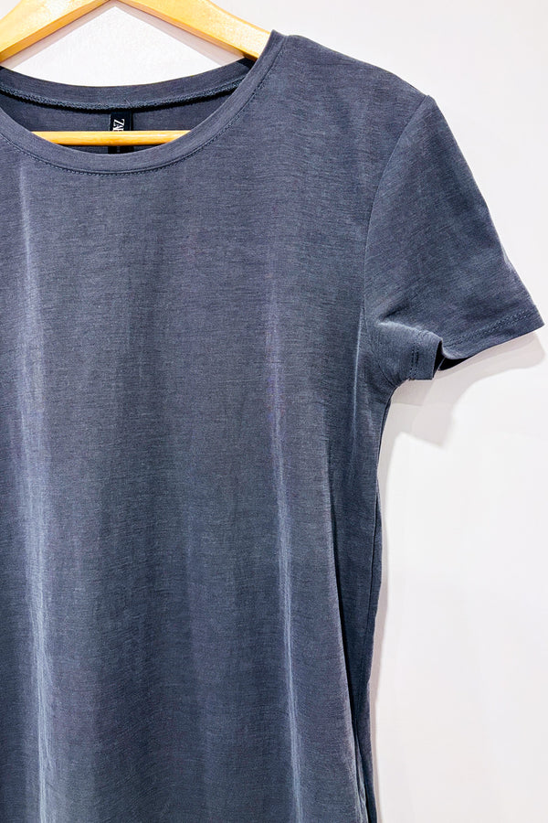 Robe t-shirt grise à poches* seconde main - Zara- La Penderie du Paradis