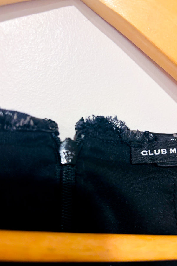 Robe noire et multicolore détails faux cuir seconde main - Club Monaco- La Penderie du Paradis