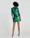 Robe noire/verte à paillettes avec épaulettes * seconde main - Zara- La Penderie du Paradis