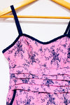 Robe mauve et marine fleurie* seconde main - Unique Vintage- La Penderie du Paradis