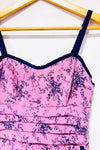 Robe mauve et marine fleurie* seconde main - Unique Vintage- La Penderie du Paradis