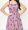 Robe mauve et marine fleurie* seconde main - Unique Vintage- La Penderie du Paradis
