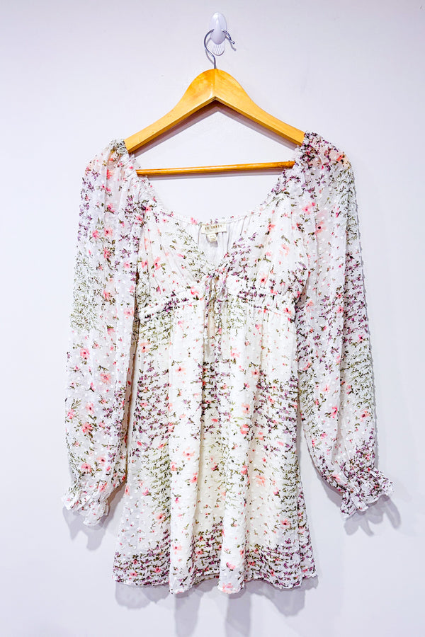 Robe fluide blanche fleurie* seconde main - Thirty/Thirty- La Penderie du Paradis