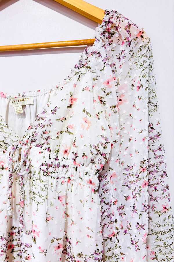 Robe fluide blanche fleurie* seconde main - Thirty/Thirty- La Penderie du Paradis