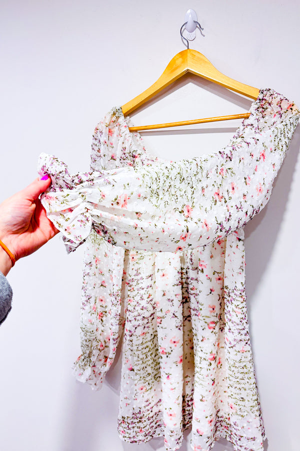 Robe fluide blanche fleurie* seconde main - Thirty/Thirty- La Penderie du Paradis