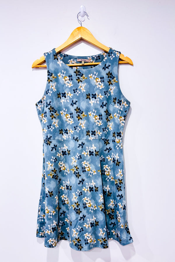 Robe d'été bleue fleurie seconde main - Max Cocos- La Penderie du Paradis